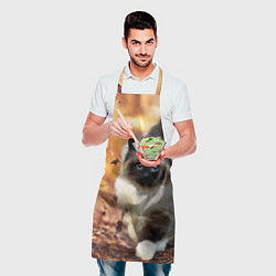 Фартук кулинарный Котик в листьях, цвет: 3D-принт — фото 2