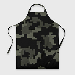 Фартук кулинарный Камуфляж пиксельный: черный/серый, цвет: 3D-принт