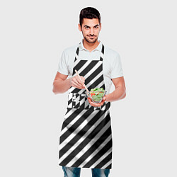 Фартук кулинарный BTS: B&W Stripes, цвет: 3D-принт — фото 2