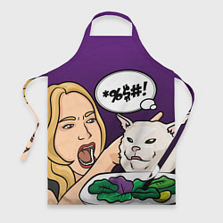 Фартук кулинарный Woman yelling at a cat, цвет: 3D-принт