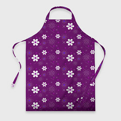 Фартук кулинарный Узор цветы на фиолетовом фоне, цвет: 3D-принт