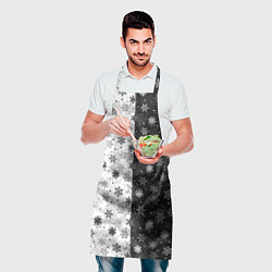 Фартук кулинарный Чёрно-Белые Снежинки, цвет: 3D-принт — фото 2
