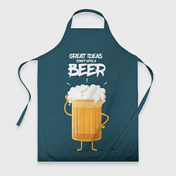 Фартук кулинарный Great Ideas start with a BEER, цвет: 3D-принт