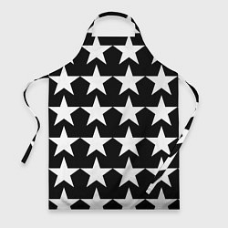 Фартук кулинарный Белые звёзды на чёрном фоне, цвет: 3D-принт