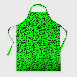 Фартук кулинарный Черепа на кислотно-зеленом фоне, цвет: 3D-принт