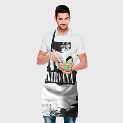 Фартук кулинарный Нирвана Рок Группа Гранж ЧБ Nirvana, цвет: 3D-принт — фото 2