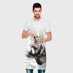 Фартук кулинарный Котик с пистолетом на стене мем, цвет: 3D-принт — фото 2