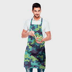 Фартук кулинарный Зеленые соты в мозаике, цвет: 3D-принт — фото 2