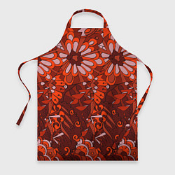 Фартук кулинарный Красные цветы абстракция, цвет: 3D-принт