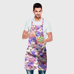 Фартук кулинарный Сердечки-черепушки, цвет: 3D-принт — фото 2