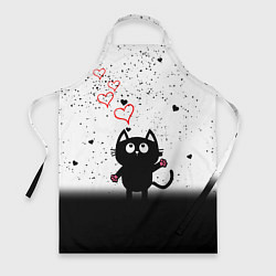 Фартук кулинарный Котик в тумане Сердечки, цвет: 3D-принт