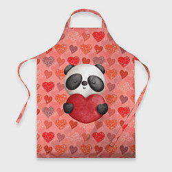 Фартук кулинарный Панда с сердечком день влюбленных, цвет: 3D-принт