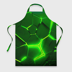 Фартук 3D ПЛИТЫ НЕОН NEON GREEN HEXAGON РАЗЛОМ