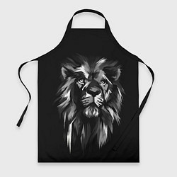 Фартук кулинарный Голова льва в черно-белом изображении, цвет: 3D-принт