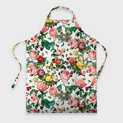 Фартук кулинарный Узор из летних роз Summer Roses Pattern, цвет: 3D-принт