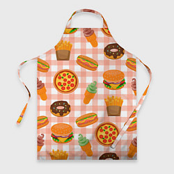 Фартук PIZZA DONUT BURGER FRIES ICE CREAM pattern