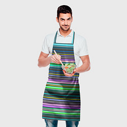 Фартук кулинарный Яркие неоновые тонкие полосы, цвет: 3D-принт — фото 2