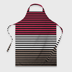 Фартук кулинарный Красно-коричневый полосатый узор, цвет: 3D-принт