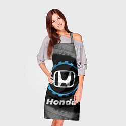 Фартук кулинарный Honda в стиле Top Gear со следами шин на фоне, цвет: 3D-принт — фото 2