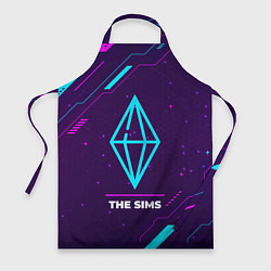 Фартук кулинарный Символ The Sims в неоновых цветах на темном фоне, цвет: 3D-принт