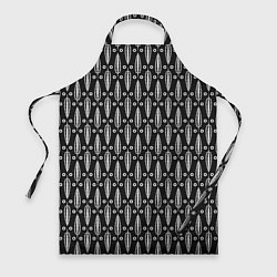 Фартук кулинарный Черно-белый современный модный узор листья, цвет: 3D-принт