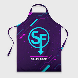 Фартук кулинарный Символ Sally Face в неоновых цветах на темном фоне, цвет: 3D-принт