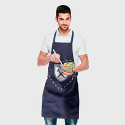 Фартук кулинарный Лого West Ham в сердечке на фоне мячей, цвет: 3D-принт — фото 2