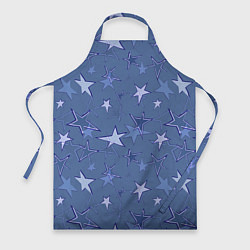 Фартук кулинарный Gray-Blue Star Pattern, цвет: 3D-принт