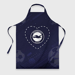 Фартук кулинарный Лого Brighton в сердечке на фоне мячей, цвет: 3D-принт
