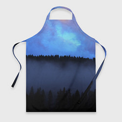 Фартук кулинарный Неоновое небо над лесом, цвет: 3D-принт