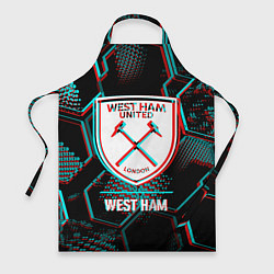 Фартук кулинарный West Ham FC в стиле Glitch на темном фоне, цвет: 3D-принт