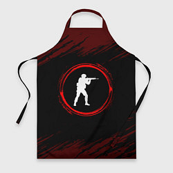 Фартук кулинарный Символ Counter Strike и краска вокруг на темном фо, цвет: 3D-принт