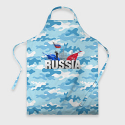 Фартук кулинарный Russia: синий камфуляж, цвет: 3D-принт