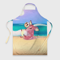 Фартук кулинарный Свинка на пляже хохочет, цвет: 3D-принт