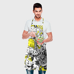 Фартук кулинарный Милые Чёрные и Жёлтые Коты, цвет: 3D-принт — фото 2