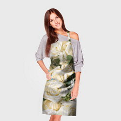 Фартук кулинарный Белые Розы, беззащитны шипы, цвет: 3D-принт — фото 2