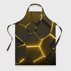 Фартук кулинарный Золотые неоновые геометрические плиты, цвет: 3D-принт