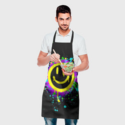 Фартук кулинарный Смайлик - неоновые брызги, цвет: 3D-принт — фото 2