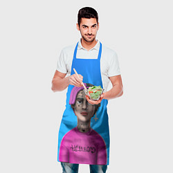 Фартук кулинарный Lil Peep На Синем Фоне, цвет: 3D-принт — фото 2