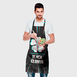 Фартук кулинарный Символ Black Clover в стиле glitch на темном фоне, цвет: 3D-принт — фото 2