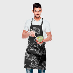 Фартук кулинарный Графичные цветы на черном фоне, цвет: 3D-принт — фото 2