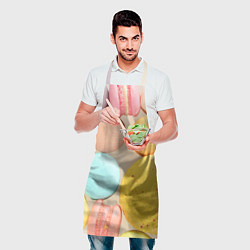 Фартук кулинарный Разноцветные пирожные Макарон, цвет: 3D-принт — фото 2