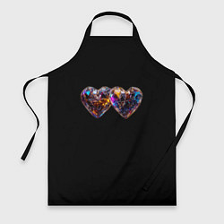 Фартук кулинарный Два разноцветных сердечка, цвет: 3D-принт
