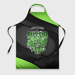 Фартук кулинарный Герб России - спортивный черно-зеленый стиль, цвет: 3D-принт