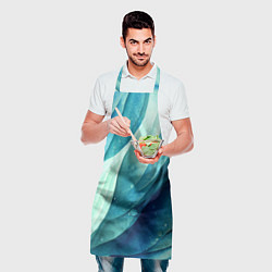 Фартук кулинарный Акварельные синие узоры, цвет: 3D-принт — фото 2