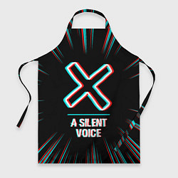 Фартук кулинарный Символ A Silent Voice в стиле glitch на темном фон, цвет: 3D-принт