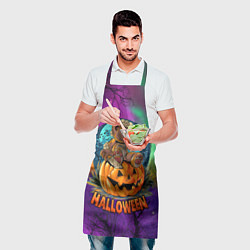 Фартук кулинарный Хэллоуин - мишка на тыкве, цвет: 3D-принт — фото 2