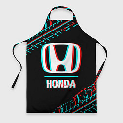 Фартук кулинарный Значок Honda в стиле glitch на темном фоне, цвет: 3D-принт