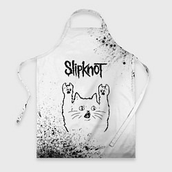 Фартук кулинарный Slipknot рок кот на светлом фоне, цвет: 3D-принт