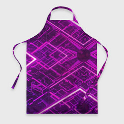Фартук кулинарный Абстрактные геометрические фиолетовые объекты, цвет: 3D-принт